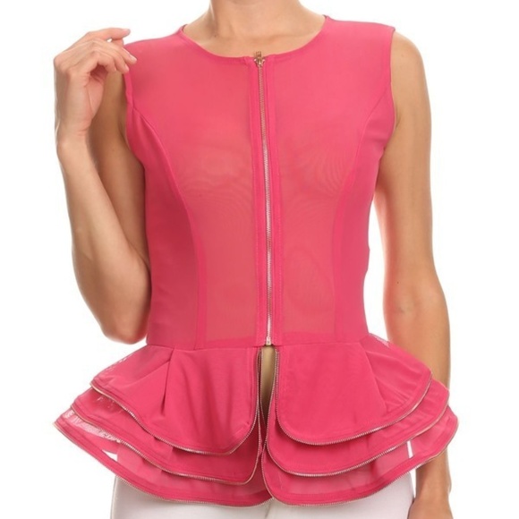 Peplum Mesh Top NWT - Picture 3 of 3